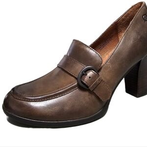 Loafers brown vintage boho block heel shoes size 9